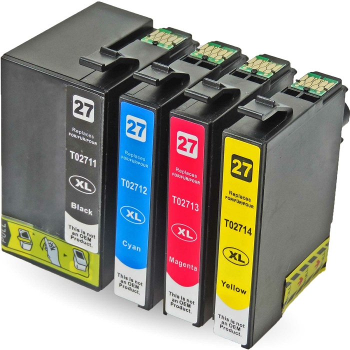 Kompatibel 4er Set Epson Wecker, T2715, 27XL, C13T27154010 Druckerpatronen Tinte von D&C