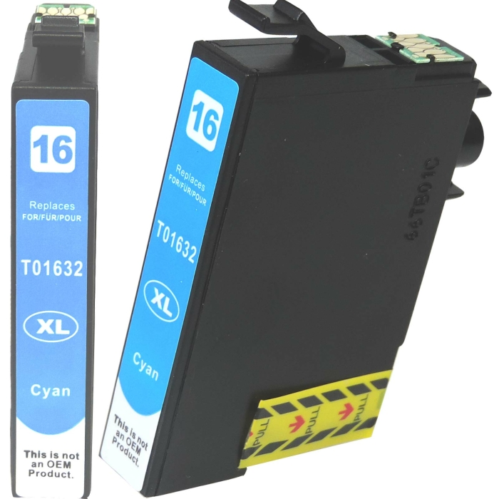 Tintenpatrone kompatibel Epson 16XL, F&uuml;ller, T1632, C13T16324010 C Cyan Blau Druckerpatrone f&uuml;r 450 Seiten von D&amp;C