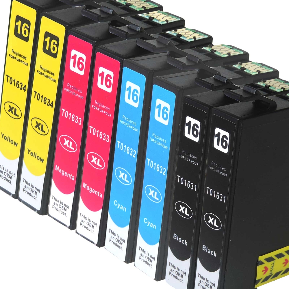 Kompatibel 8er Set Epson 16XL, Füller, T1636, C13T16364010 Druckerpatronen Tinte von D&C