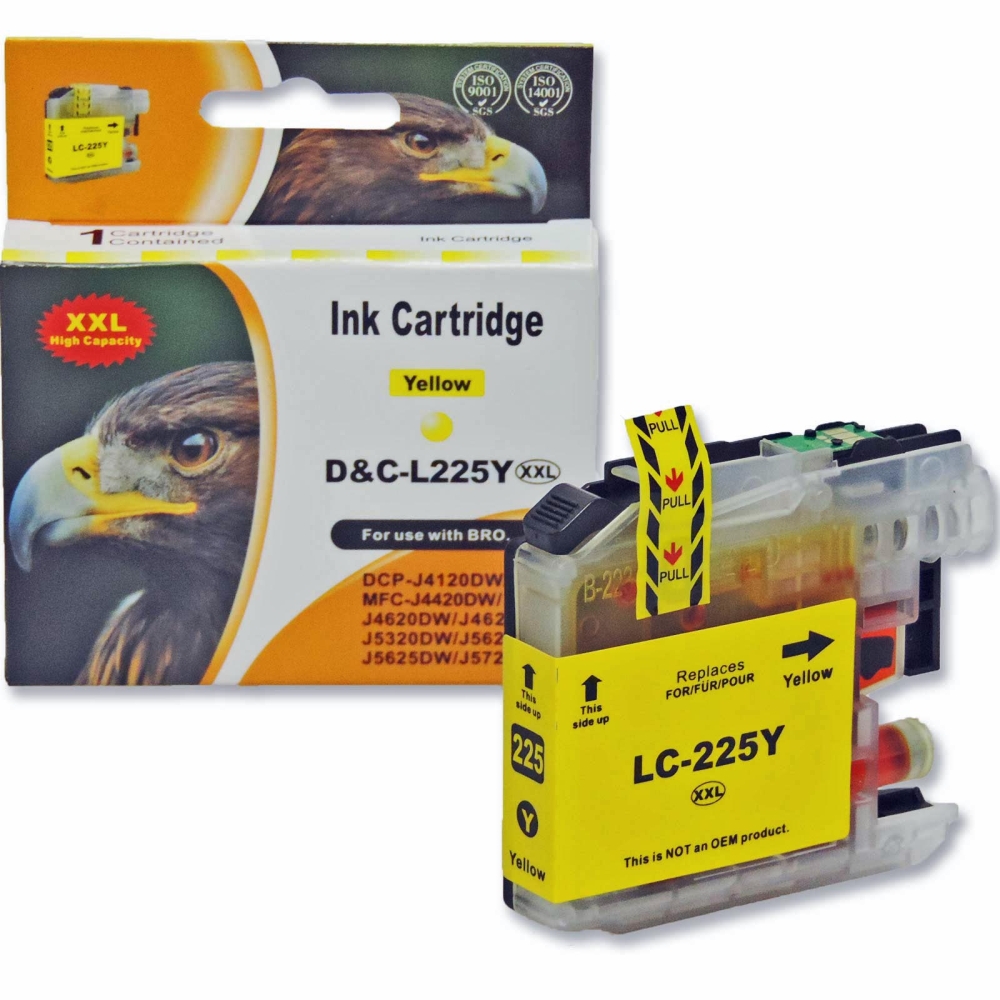 Kompatibel Brother LC-225 XXL Y Yellow Gelb Druckerpatrone für 1.200 Seiten von D&C