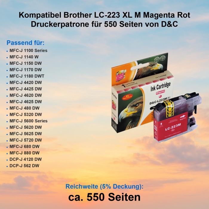 Kompatibel Brother LC-223 XL M Magenta Rot Druckerpatrone...