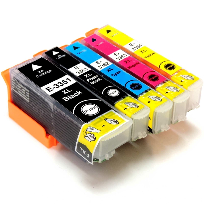 Kompatibel 5er Set Epson Orange, T3357, 33XL, C13T33574010 Druckerpatronen alle Farben Tinte von D&C
